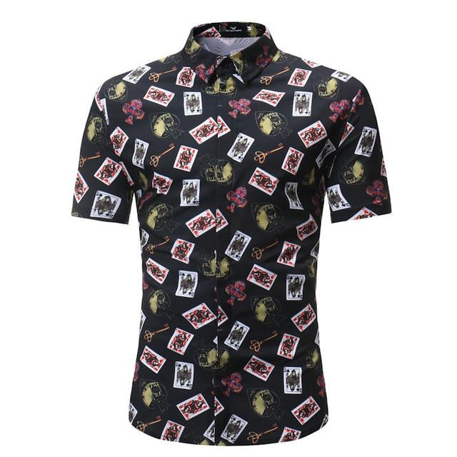 Men Shirt Summer Style Palm Tree Print Beach Hawaiian Shirt Men Casual Short Sleeve Hawaii Shirt