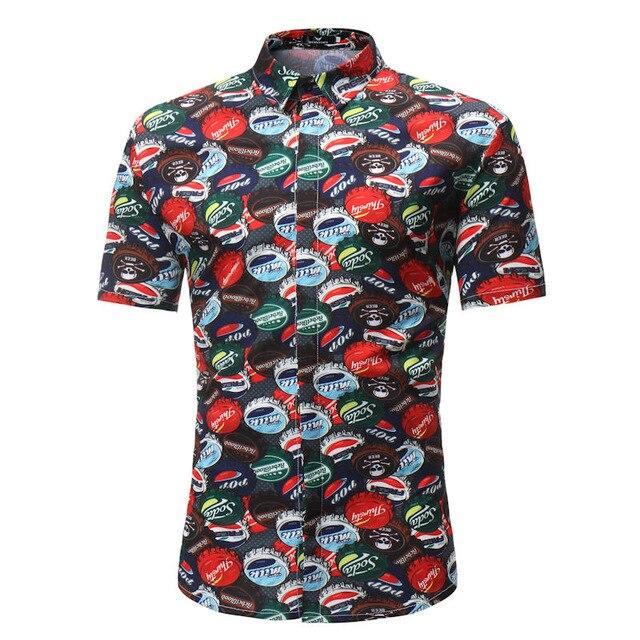 Men Shirt Summer Style Palm Tree Print Beach Hawaiian Shirt Men Casual Short Sleeve Hawaii Shirt