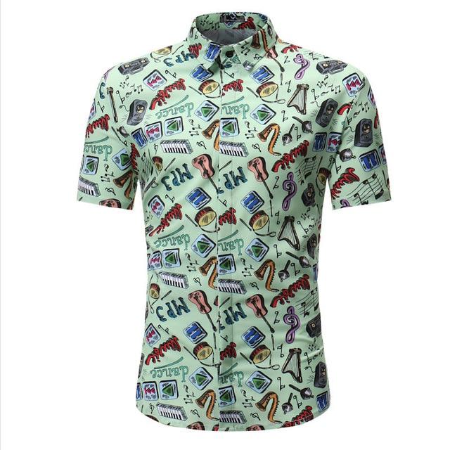 Men Shirt Summer Style Palm Tree Print Beach Hawaiian Shirt Men Casual Short Sleeve Hawaii Shirt