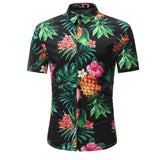 Men Shirt Summer Style Palm Tree Print Beach Hawaiian Shirt Men Casual Short Sleeve Hawaii Shirt
