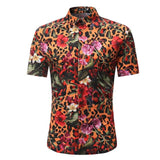 Men Shirt Summer Style Palm Tree Print Beach Hawaiian Shirt Men Casual Short Sleeve Hawaii Shirt