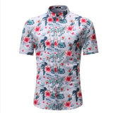 Men Shirt Summer Style Palm Tree Print Beach Hawaiian Shirt Men Casual Short Sleeve Hawaii Shirt