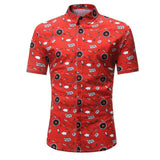 Men Shirt Summer Style Palm Tree Print Beach Hawaiian Shirt Men Casual Short Sleeve Hawaii Shirt