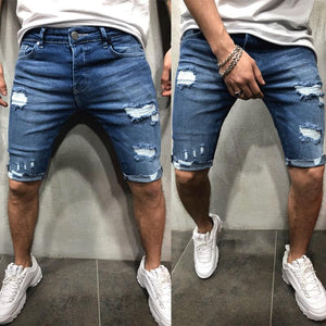 Men shorts Jeans Short Pants Destroyed Skinny jeans Ripped