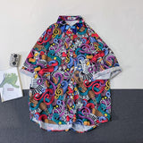 Casual Streetwear Beach Printed Short Sleeve Shirt Men Hawaii