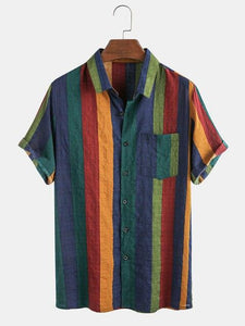 Hawaiian Shirt Camisa Turn-down Collar Short-Sleeved