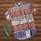 Hawaii style men's beach shirt large size loose fashion casual cotton short-sleeved shirt