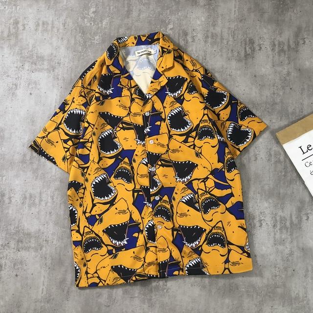Shirt Men Street Hawaii Beach Women Fashion Short Sleeve Shirts Harujuku Mens