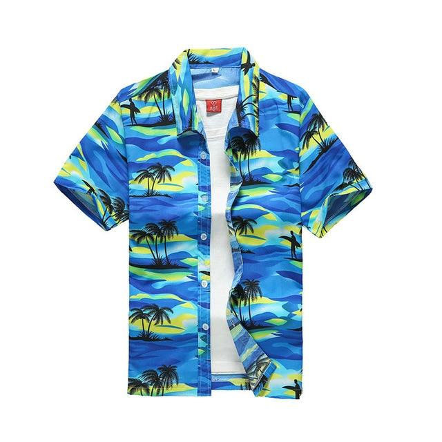 Hawaiian Shirts Fashion Men's Casual Button Hawaii Print Beach