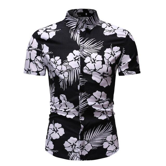 Men Short Sleeve Hawaiian Shirt Camisa Masculina Fashion Floral Mens Shirts
