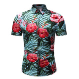 Men Short Sleeve Hawaiian Shirt Camisa Masculina Fashion Floral Mens Shirts