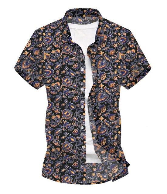 Men Shirt Summer Style Palm Tree Print Beach Hawaiian Shirt Men