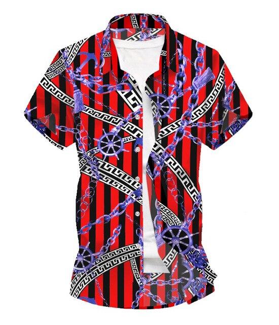Men Shirt Summer Style Palm Tree Print Beach Hawaiian Shirt Men