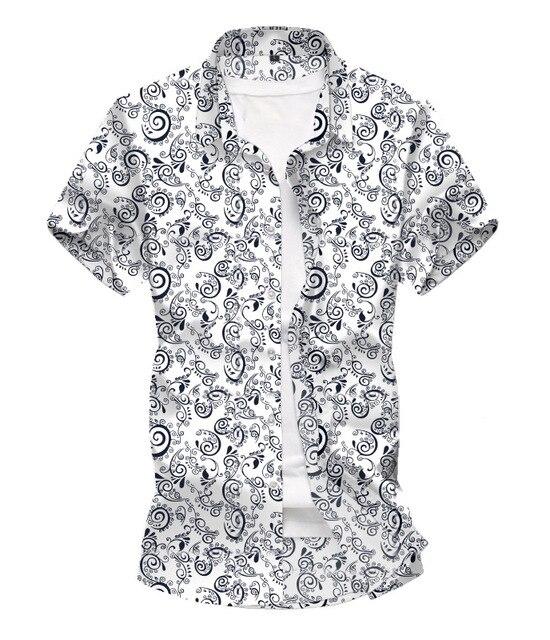 Men Shirt Summer Style Palm Tree Print Beach Hawaiian Shirt Men