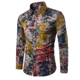 Flower Print Mens Dress Shirts Summer New Casual Hawaii Male Shirt camisa masculina
