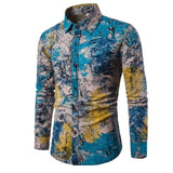 Flower Print Mens Dress Shirts Summer New Casual Hawaii Male Shirt camisa masculina